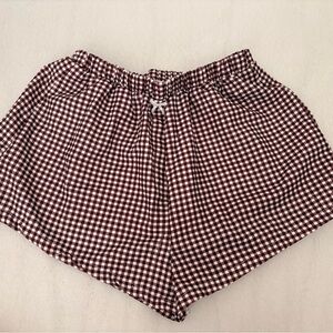 Altar'd State Burgundy and White Gingham High-Waist Shorts